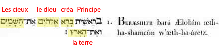 Au commencement, Dieu créa les ci eux et la terre. (Louis Segond)